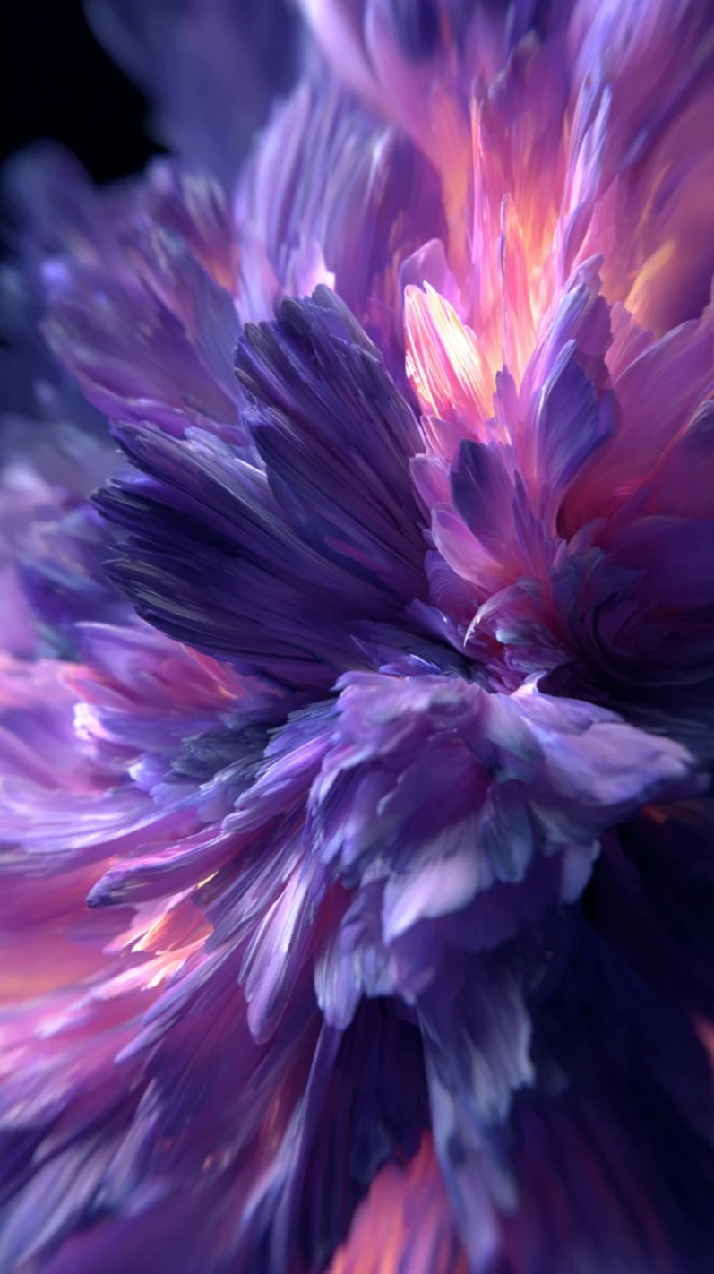 Wallpaper LUMNA — textura abstrata fluida em roxo, rosa e dourado